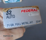 43 Rounds of Federal 32 Auto FMJ Ammo 