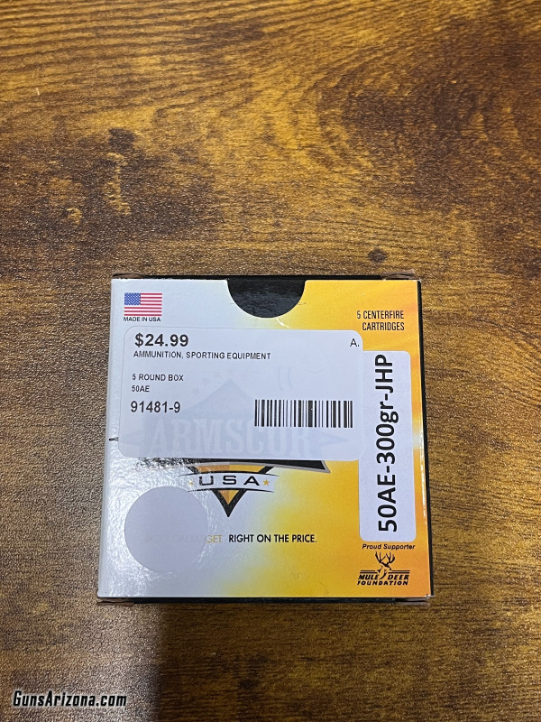 Armscor 50AE-300gr- JHP 5 Carts 