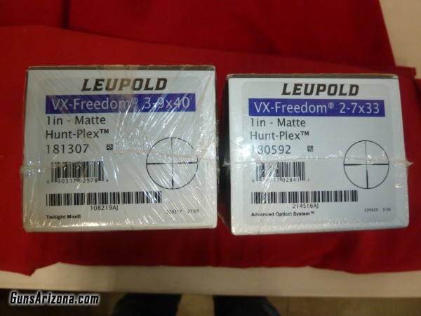 2 LEUPOLD FREEDOM HUNTPLEX, NEW IN BOX; 3-9X40 &  2-7x33