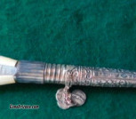 Dagger, Grecian, bone hilt, Sterling silver scabbord, Bichaq