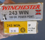 40 rounds 243 WIN, Winchester Rifle Ammo, 100gr