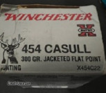 454 Casull Winchester 300 Grain Jacketed Flat Point 