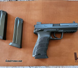 Heckler & Koch HK45 with added HK OEM Threaded Barrel, Suppressor Sights, Ambi controls, and 3 Mags