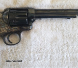 Cimarron 1896 Bisley, 44 special, 6-round cylinder, 7.5-inch barrel, blue case hardened, walnut grips with gold medallion, matching original box and manual