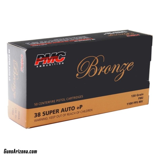 100 rds - PMC Bronze 38 Super +P Ammunition 130 Grain Full Metal Jacket - 38SA