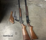 3 guns. Winchester .22, 20 guage single shot, H&R .32 revolver 
