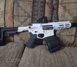 Custom AR-15 pistol, 5 inch barrel with binary trigger