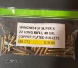 WINCHESTER SUPER X 22 LONG RIFLE, 40GR COPPER PLATED BULLETS (36 COUNT)