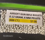 AIRSOFT RIFLE GUN PELLETS .12 GRAM, 6MM (888 COUNT)
