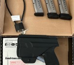 S&W Shield 2.0 9mm, night sights, light/laser, holster, 4 mags