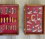 Knives in wood & glass display case