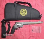S&W Performance Center 500 S&W Magnum, used, 10.5” barrel w/ comp, model 170231, stainless steel, 5-round cylinder, with PC soft case, trigger lock key, sling