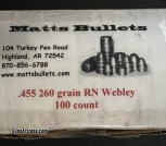 Webley .455 260 gr RN Hollow Base Bullets 