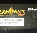 Summit .338 lapua mag 250 grain BTHP match Box of 20 rifle cartridges  SA-338LAP 250H