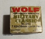 1000 Rds WOLF 762X39mm 124 GR FMJ Performance Ammunition Military Classic Mil-Spec $650 6025385432