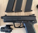 HK USP 9 SD (Schalldämpfer/Suppressor) – Pre-Tactical w/ Night Sights, TRL-3, Galco Leather Holster & 3 Mags