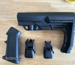 AR MFT Stock, Flip up Sights, Grip
