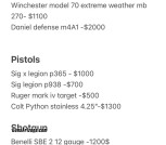 Large gun collection, Winchester, Sig Benelli, colt