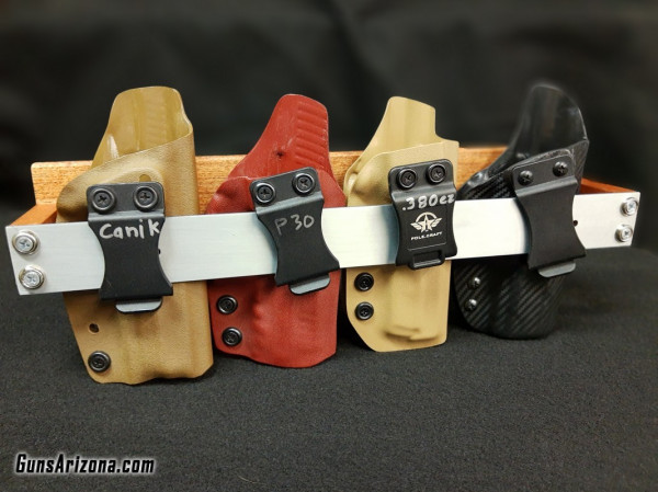 Kydex holster rack, holds four IWB style rigs, $39