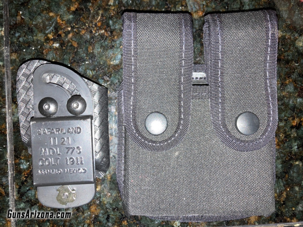 $20 for BOTH. Pistol magazine pouches. Uncle mikes duty 2 mag pouch and Safariland Competition 1 mag