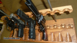 handgun oak rack with snubby-6.5in guns