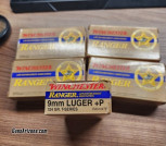 250 Rounds Winchester Ranger T-Series LEO 9mm 124 Gr +P. Rare - Yellow Box