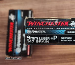 100 Rds. Winchester Ranger Service Bonded JHP. LEO 9mm 147 Gr +P