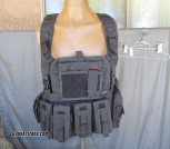 Black Chest Harness with Ammo Pouches and Dump Pouch, MOLLE Gear 